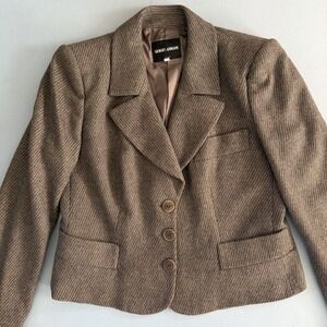 Vintage Giorgio Armani Wool Cashmere Gray Blazer Womens Jacket Made in Italy